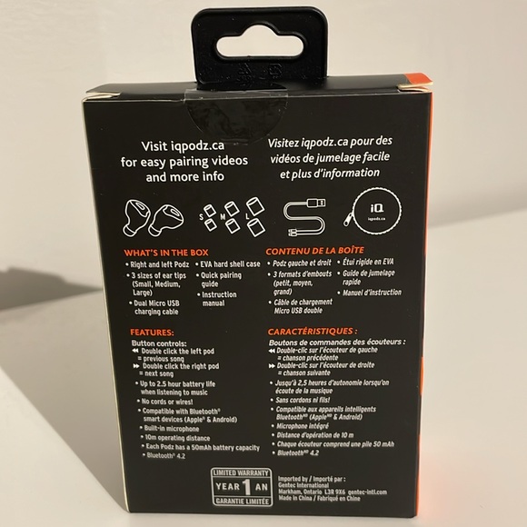 Brand New In Box iQ Podz True Wireless Headphones - Picture 3 of 6